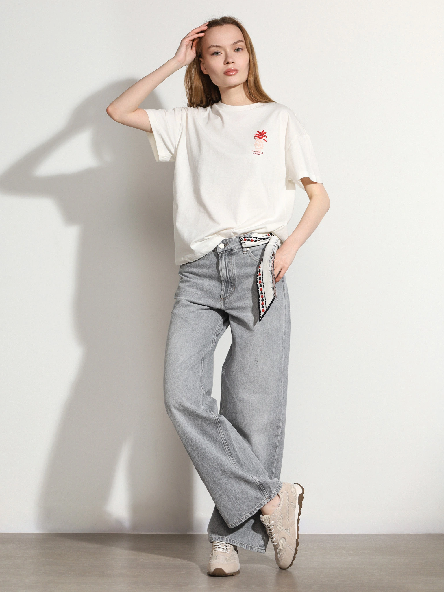 Футболка молочного цвета из хлопка